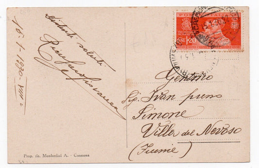 Royaume - 20e s. Mariage du Prince Umberto isolé sur carte postale pour Fiume 15.1.30