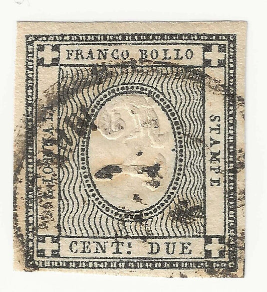 1861 Antichi Stati (Sardegna) - 2 c. francobollo per stampati firma A. Diena