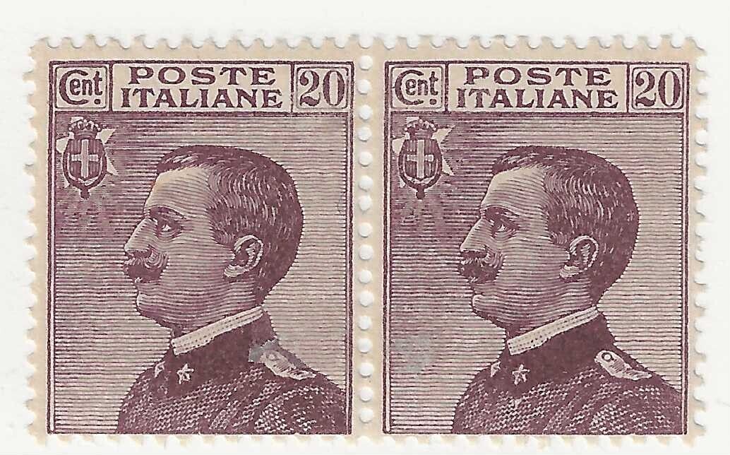 1926 Regno d'Italia - Coppia 20 cent. violetto con decalco MNH**