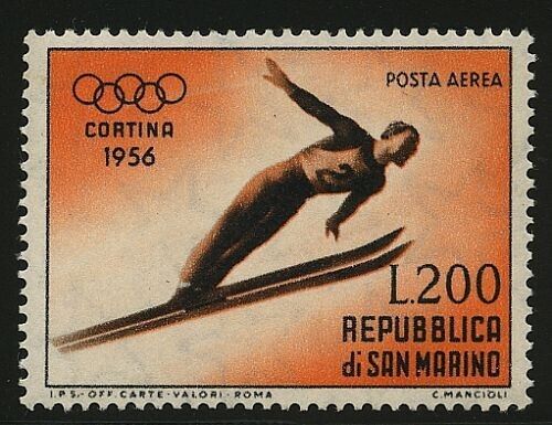 1955 San Marino - Posta aerea 200 L. Olimpiadi invernali MH*