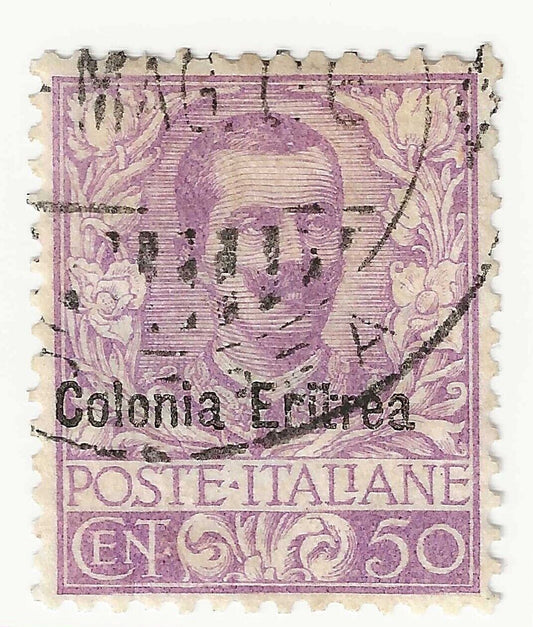 1903 Colonie italiane (Eritrea) - Floreale, 50 c. malva soprastampato usato