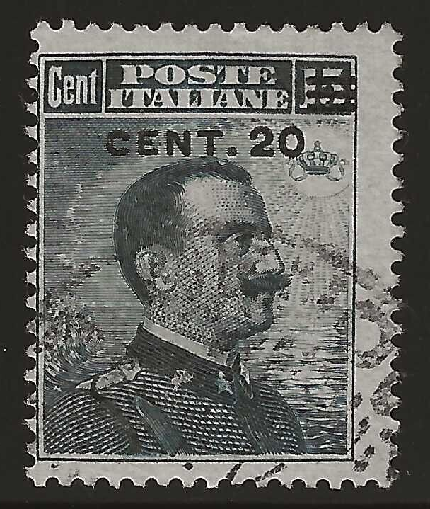 1916 Regno d'Italia - 20 su 15 cent. Michetti senza sbarrette di sinistra Diena