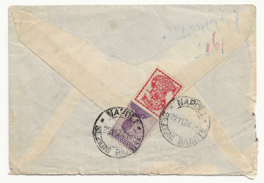 Royaume - 50 s. violet Publicité "Singer" 1924 isolée sur enveloppe pour Bologne