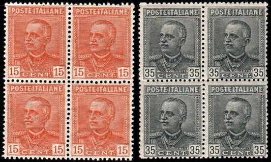 1929 Regno d'Italia - Quartine Parmeggiani 15 e 35 cent. MNH**