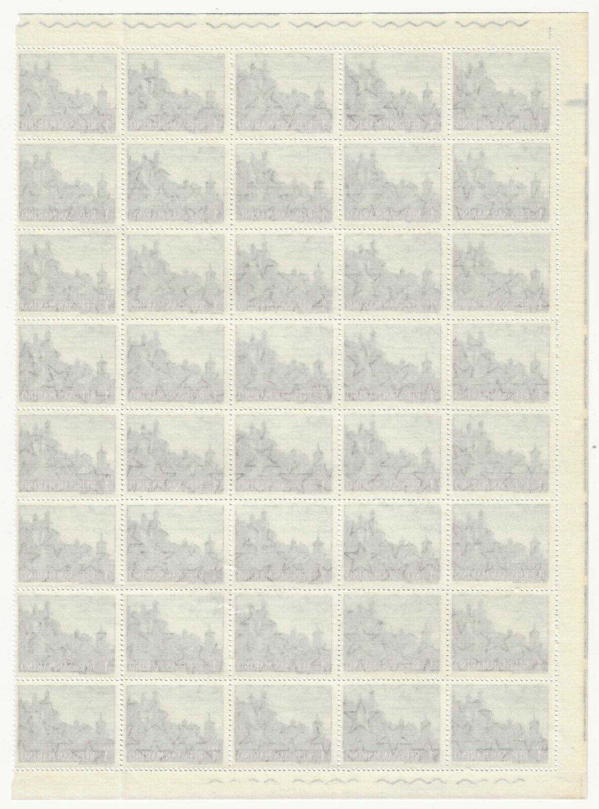 1960 San Marino - 1 L. of the "Vedute" series, sheet of 40 MNH values**