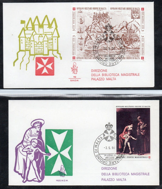 1990 - S.M.O.M. (Ordine di Malta) - 18 Buste FDC, 328/327 mancanti