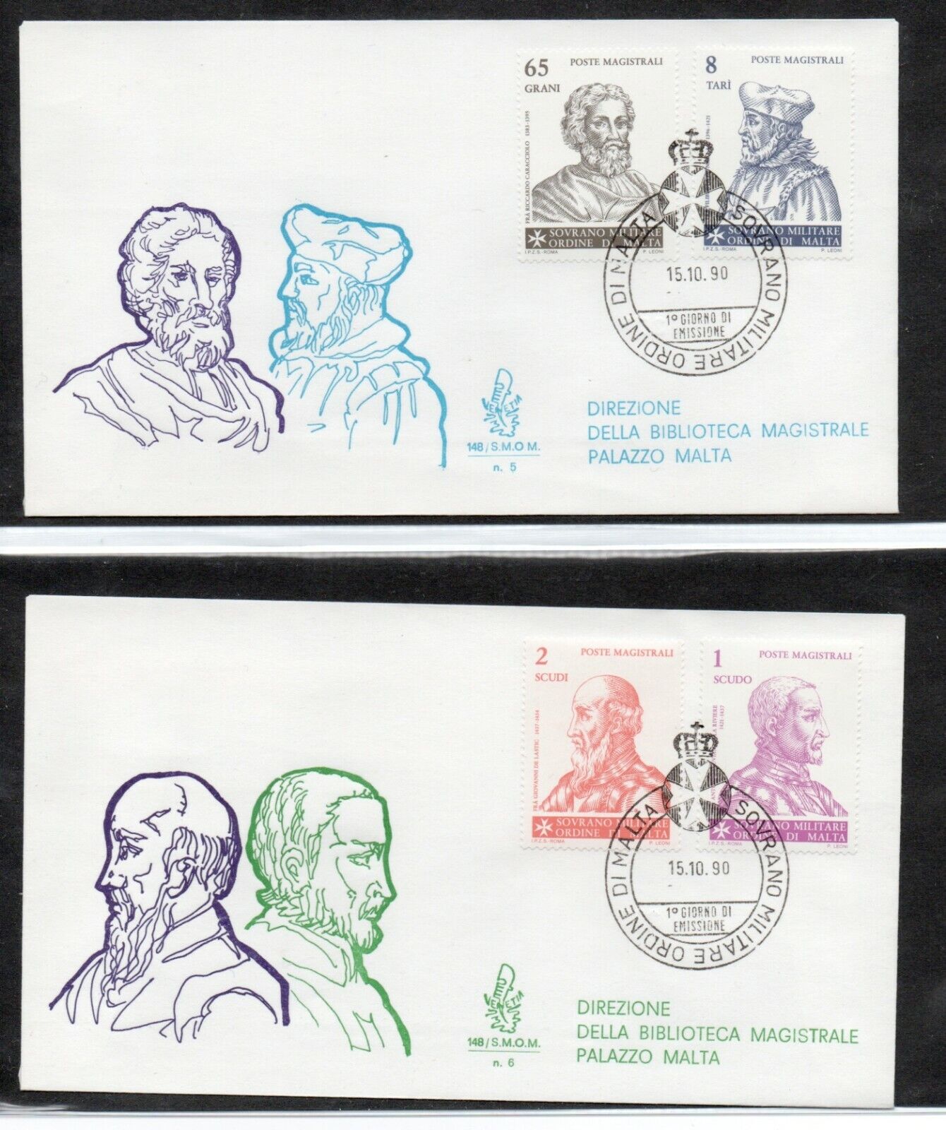 1990 - SMOM (Order of Malta) - 18 FDC envelopes, 328/327 missing