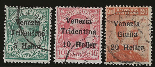 Occupazioni (Venezia tridentina) - francobolli soprastampati del 1906-17 usati