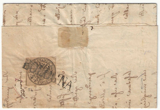 Antichi Stati (Pontificio) - Lettera Porto Segnato con 4 baj. 1852 per Bologna