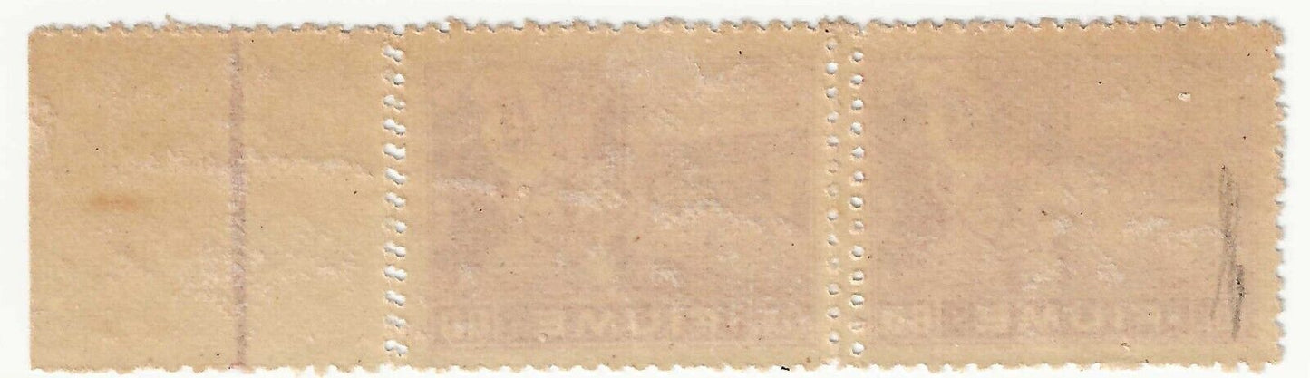 1919 Fiume - 60c. carminio (Carta C) coppia orizzontale doppia dentellatura MH*