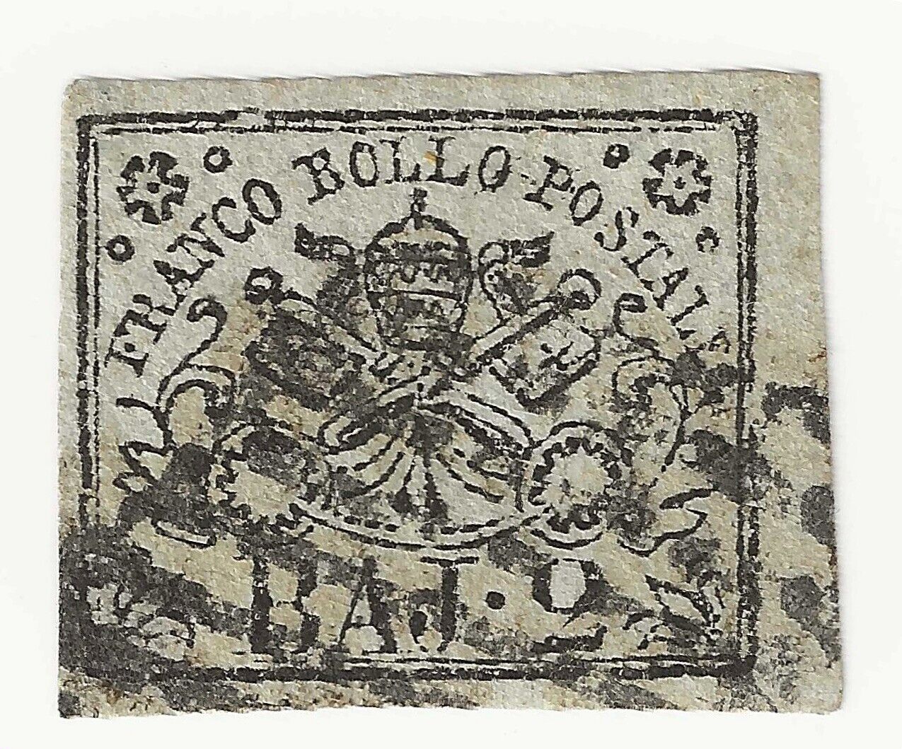 1852 Antichi Stati (Pontificio) - Stemma 2 baj. verde oliva usato (Sass. 3)