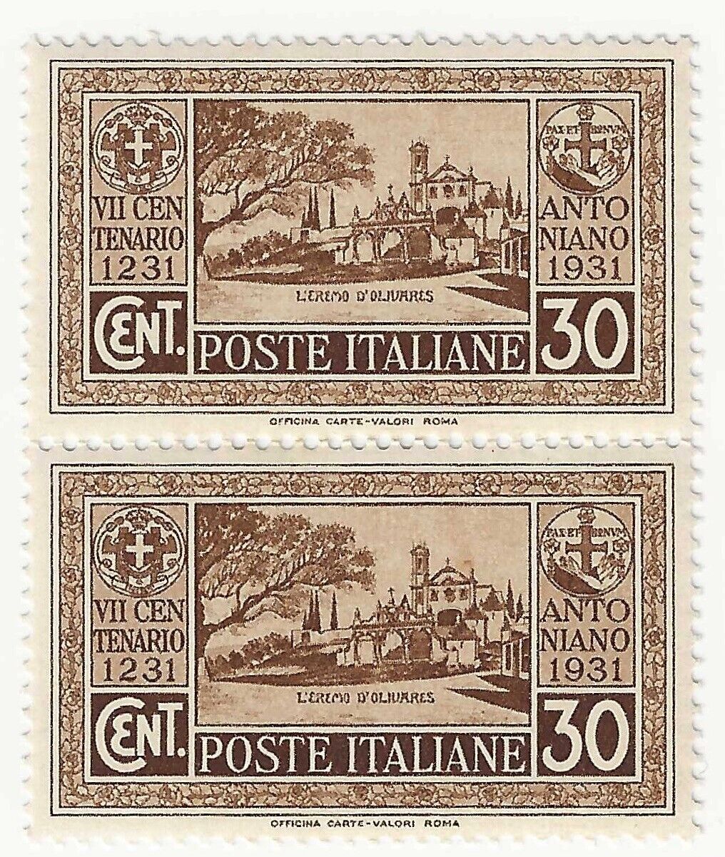 1931 Kingdom of Italy - Death of St. Anthony, couple 30 c. brown MNH**