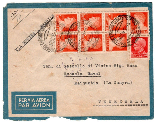 Regno d'Italia - Busta per il Venezuela con 75 c. e 1,75 Imperiale 1929