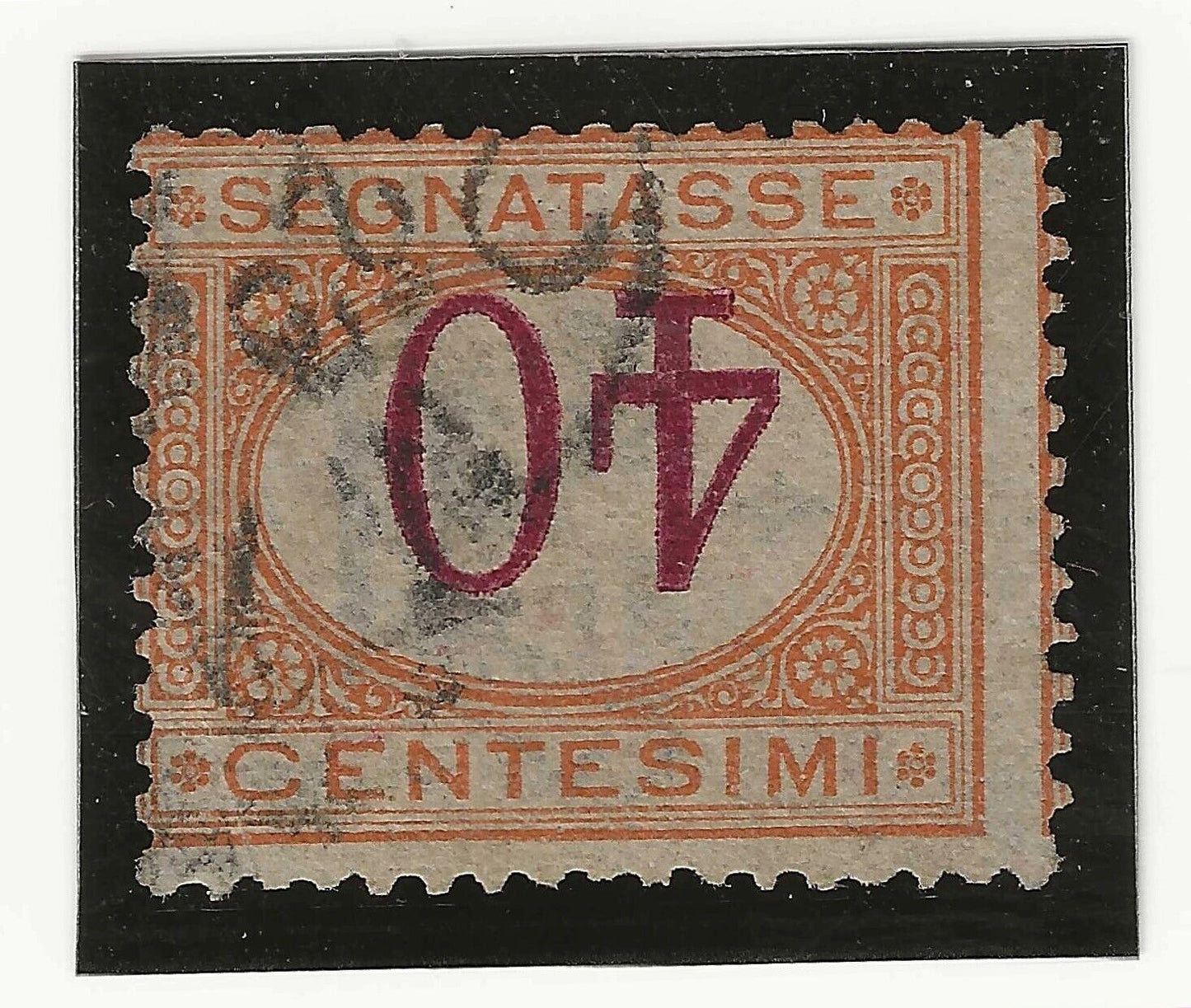 1890 Regno d'Italia - Segnatasse 40 cent. cifra capovolta A. Diena Bottacchi