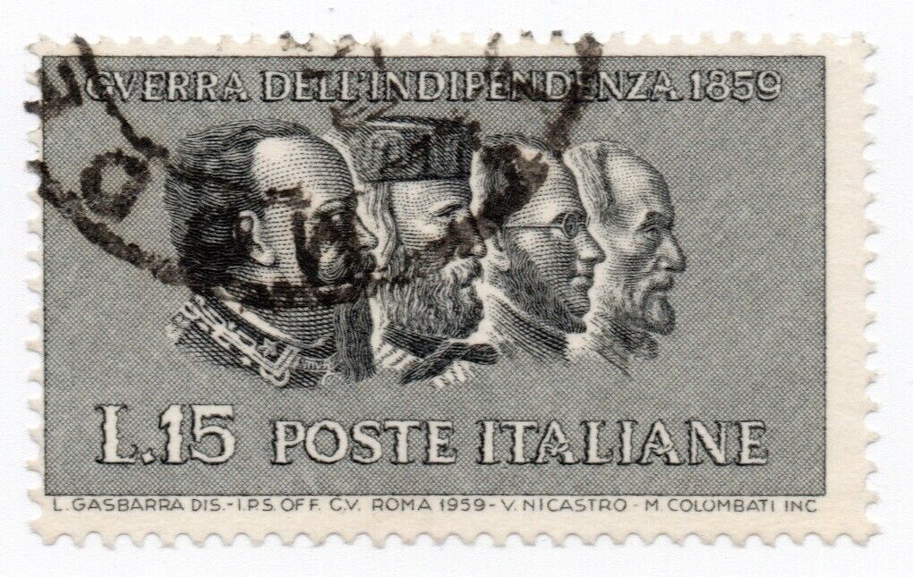 1959 - Italian Republic - 15 LVE II and Garibaldi perforation moved