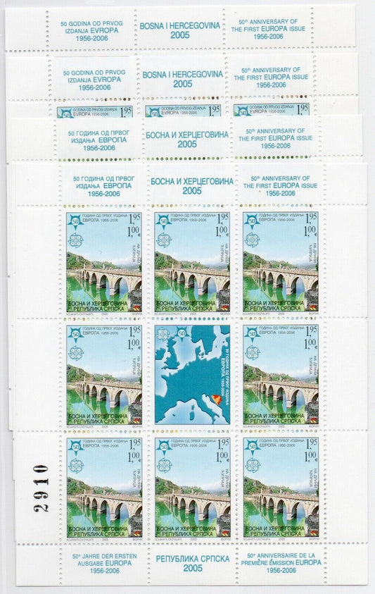 2005 - Europa CEPT (Bosnia Erzegovina, Rep. serba) 4 minif. di 8 + app. MNH**