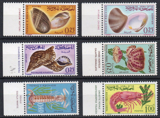 1965 - Marocco (Regno) - Conchiglie e crostacei, 6 val. MNH**