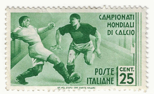 1934 Regno d'Italia - 25 cent. verde Mondiali di Calcio MH*