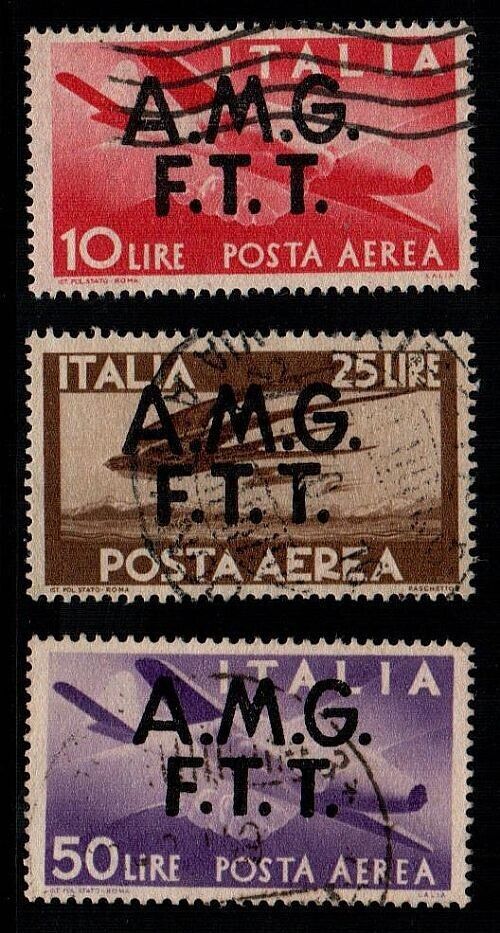 1947 Trieste A (AMG-FTT) - Posta aerea serie Democratica 10, 25 e 50 L. usati