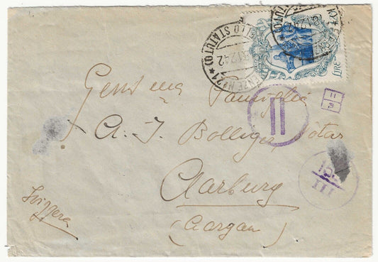 Kingdom - 1.25 L. blue death Galileo Galilei isolated on envelope for Switzerland