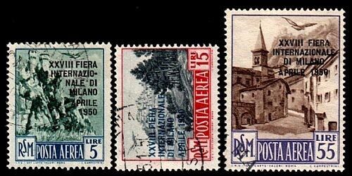 1950 San Marino - Serie completa Posta aerea Fiera di Milano soprastampa usati