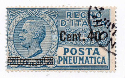 1924 - Regno d'Italia - Posta pneumatica, 40 c. su 30 azzurro usato