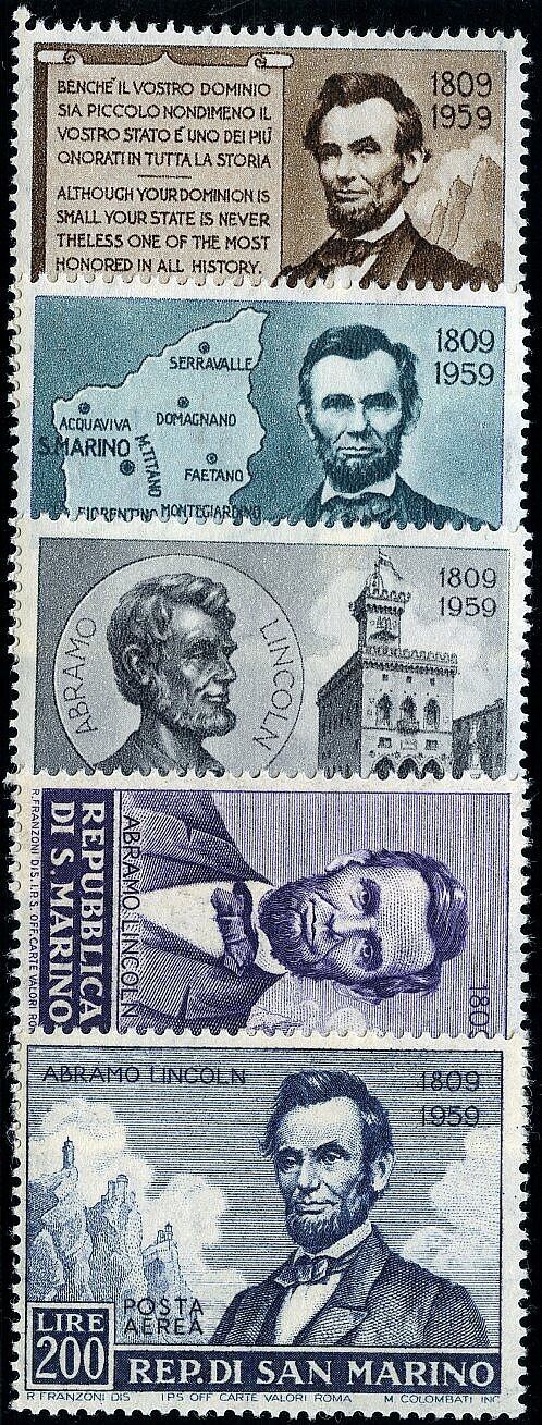 1959 San Marino - Serie completa Lincoln ordinaria + aerea MNH**