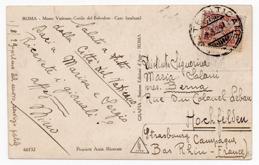 Vatican - 75 s. Pie XI 1929 Conciliation isolée sur carte postale pour la France