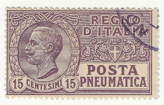 1913-23 Regno - 15 c. violetto bruno Posta Pneumatica usato con ann. originale