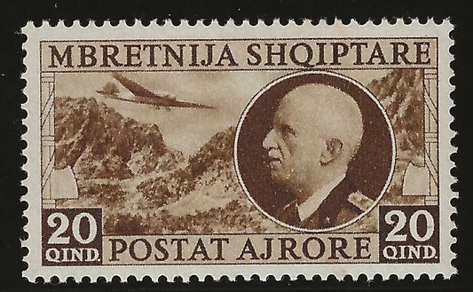 1939 Occupazioni (Albania) - Posta Aerea Vittorio Emanuele III 20 q. MH*