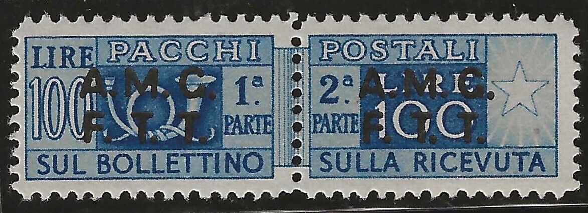 1947 Trieste A (AMG-FTT) - 100 L. Pacchi Postali con decalco MNH**