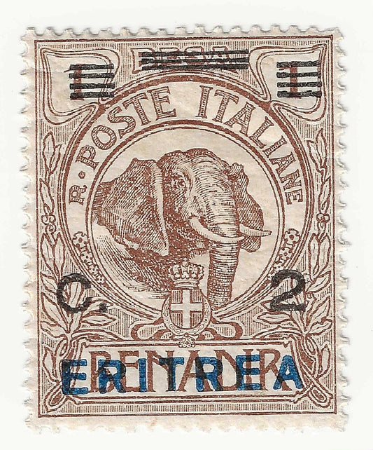 1924 Colonie Italiane (Eritrea) - Soprastampati ERITREA, 2 c. su 1 b. bruno MH*