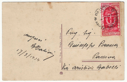 Royaume - 20e s. carmin Dixième anniversaire de l'annexion de Fiume 1934 isolé sur carte postale