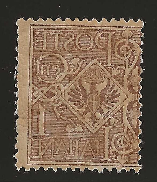 1901 Regno d'Italia - 1 cent. Floreale con decalco MNH**