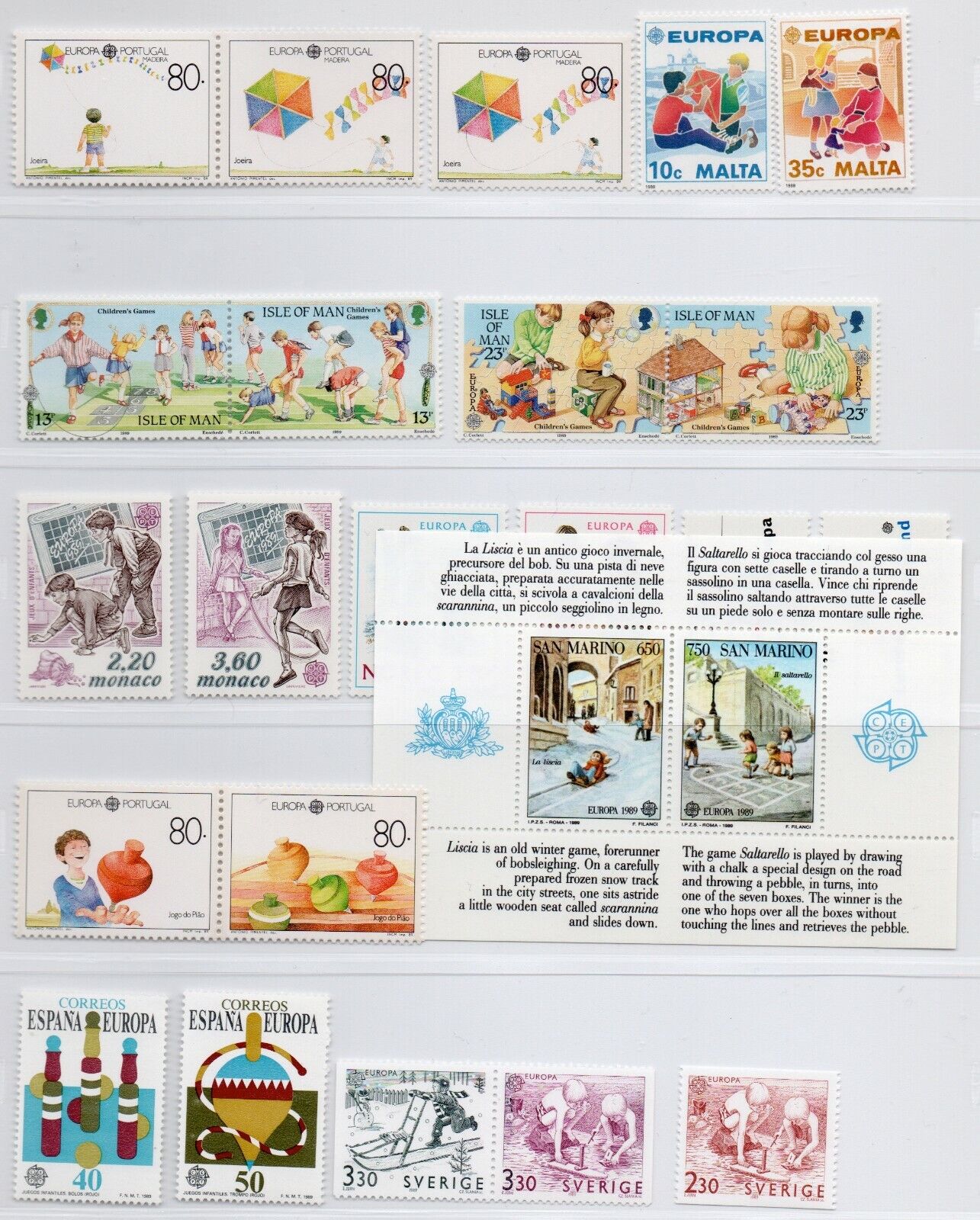 1989 - Europa CEPT (COMPLETO) - Giochi infantili, 35 paesi, 85 val. + 1 BF MNH**