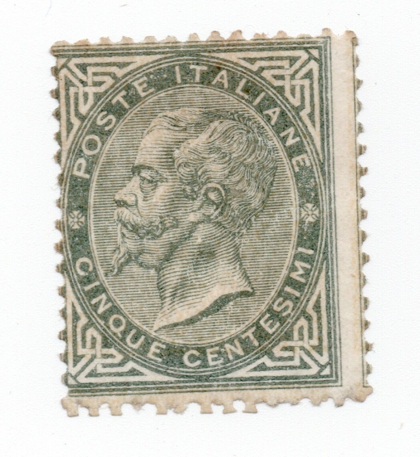 1863 - Regno d'Italia - De La Rue 5 c. verde grigio