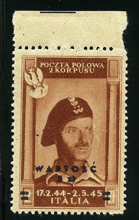 1946 Corpo Polacco - 5 z. soprastampato Wartosc Posta Aerea Gen. Anders MH*