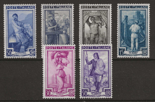 1955-57 Repubblica - Serie "Italia al lavoro" tipi del '50 6 val. MNH**