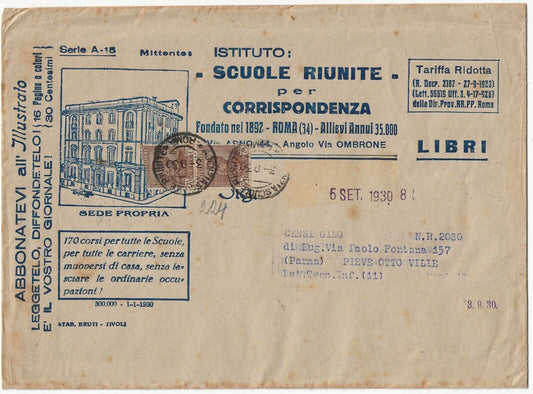 Regno d'Italia - Coppia Effigie Vittorio Emanuele III 7 1/2 bruno 1928 su busta