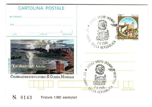 Repubblica IPZS - Cartolina postale 750 L. Terni sbarco di Anzio no indirizzo Z8