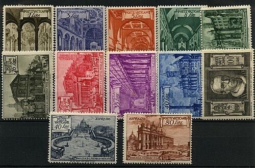 1949 Vaticano - Serie Basiliche completa ordinaria + aerea MH*