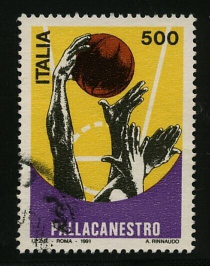 1991 Repubblica - 500 L. Pallacanestro macchia sopra "NE" firma Carraro usato