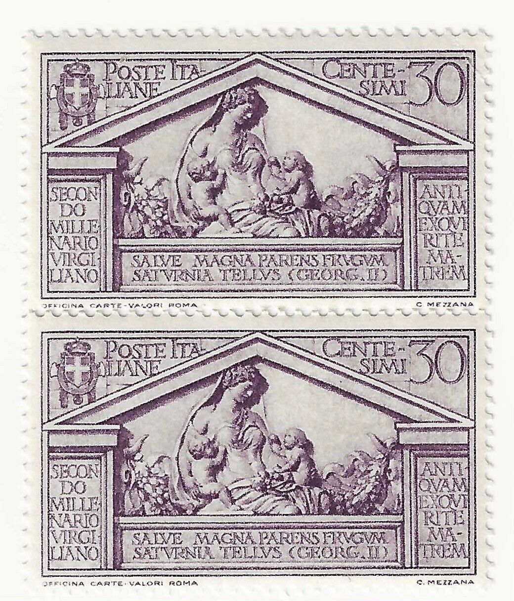 1930 Regno d'Italia - Bimillenario nascita Virgilio, coppia 30 c. violetto MNH**