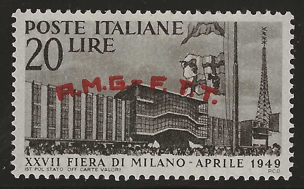 1949 Trieste A (AMG-FTT) - 27° Fiera di Milano decalco della soprastampa MNH**