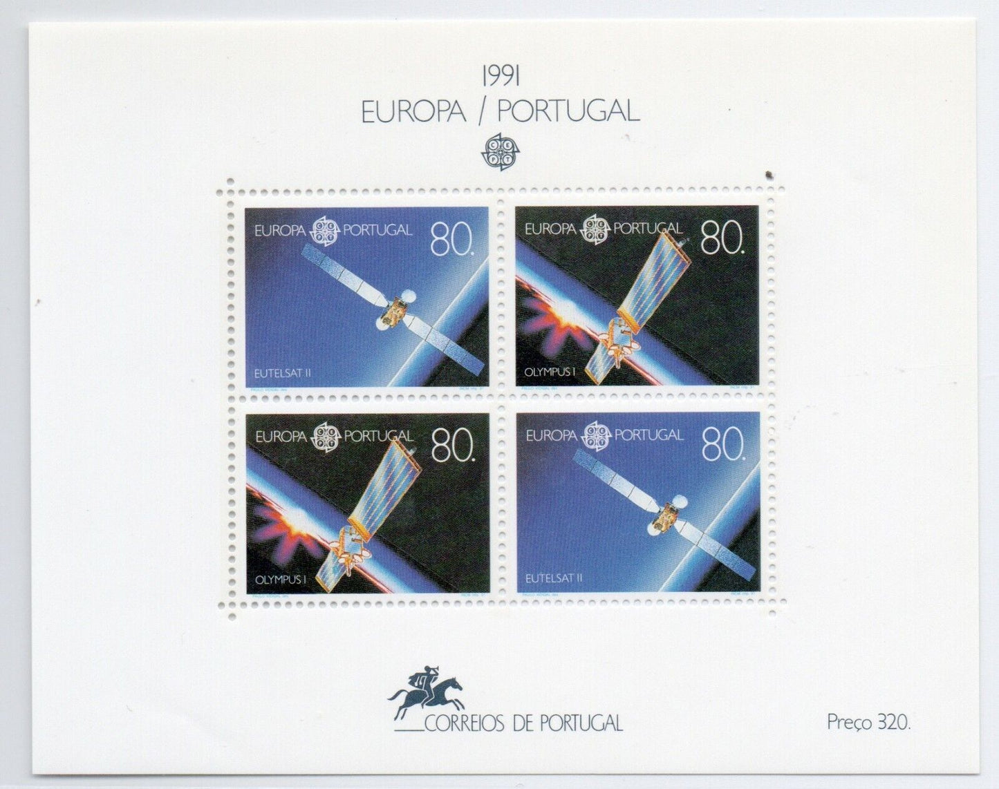 1991 - Europa CEPT (Portogallo) - Europa spaziale, foglietto MNH**