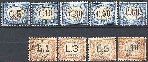 1925 San Marino - Segnatasse II complete issue of used tax cancellations