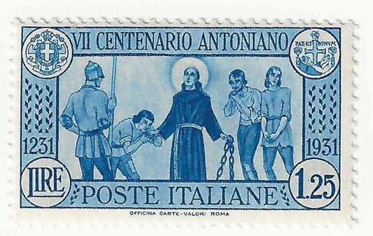 1931 Regno d'Italia - Morte S. Antonio, 1,25 L. azzurro chiaro MNH**