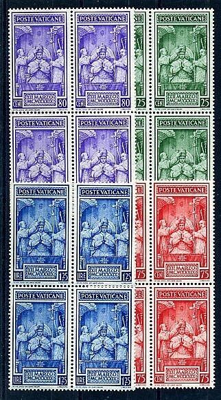 1939 Vaticano - Incoronazione Pio XII serie completa in quartine MNH**