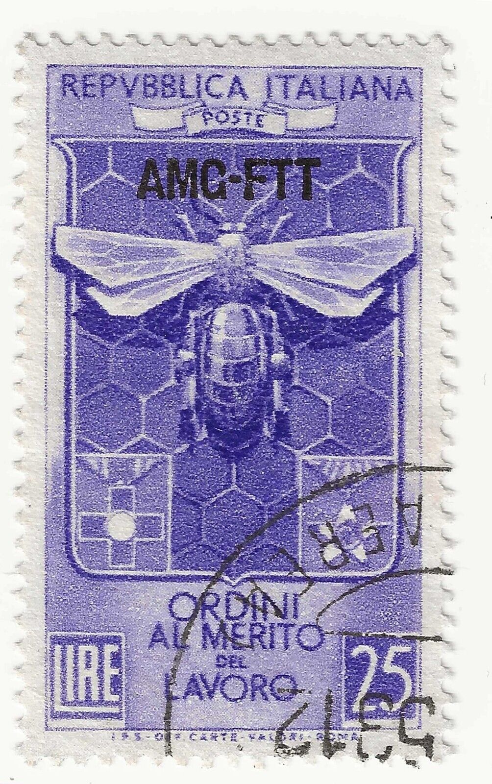 1953 Trieste Zone A (AMG-FTT) - Ordres de chevalerie 25 L. violette d'occasion