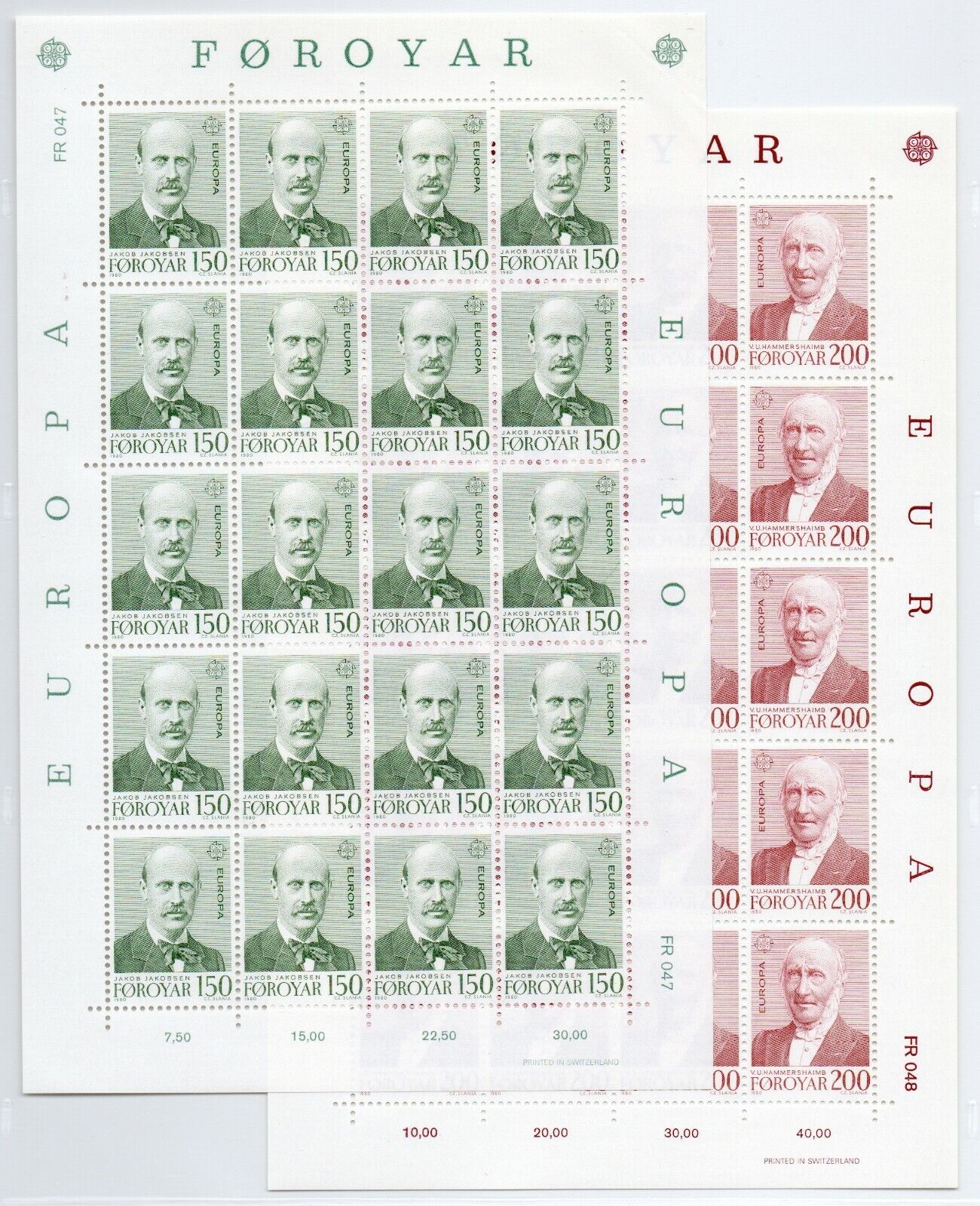 1980 - Europa CEPT (GIRO COMPLETO) - Personaggi celebri, Minifogli + BF MNH**